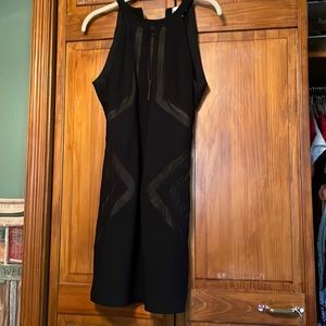 Sexy black halter dress with lined mesh details